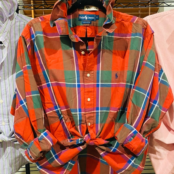 Ralph Lauren Blue Label Red and Green Plaid Button-Down Shirt - Picture 3 of 5
